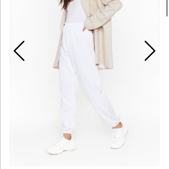 Pants - Nasty Gal high waisted white jogger sweatpants